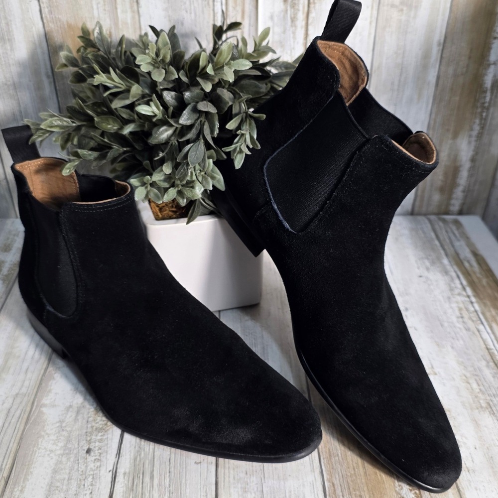Aldo Mens Black Suede Chelsea Boots Almond Toe Ankle Booties Size 8 US 41 EUR - Picture 6 of 7